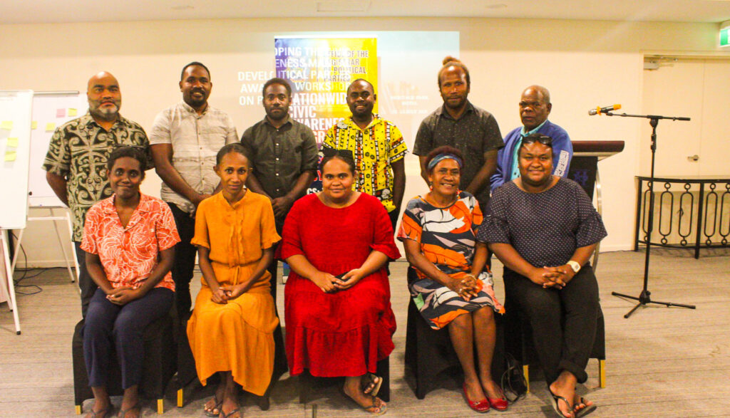 Participants and facilitators at a civic awareness workshop.
